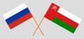 Crossed flags of Oman and Russia