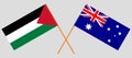 Crossed flags of Palestine and Australia Royalty Free Stock Photo