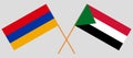 Crossed flags of Sudan and Armenia
