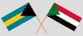 Crossed flags of Sudan and Bahamas