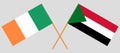 Crossed flags of Sudan and Ireland