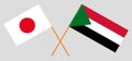 Crossed flags of Sudan and Japan