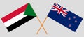 Crossed flags of Sudan and New Zealand