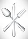 Crossed fork, knife spoon