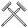 Crossed garden rake icon, outline style Royalty Free Stock Photo