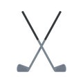 Crossed golf sticks icon, flat style