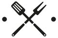 Crossed grill fork and spatula. Barbecue black logo