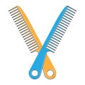 Crossed on hair comb flat colour vector icon for apps and websites