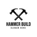crossed hammer. construction logo Ideas. Inspiration logo design. Template Vector Illustration. Isolated On White Background Royalty Free Stock Photo