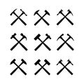 Crossed hammer icons logo vector set. Hammer icon collection design template Royalty Free Stock Photo