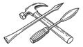 Crossed Hammer and Screwdriver Tools Icon, vector design Generative AI Royalty Free Stock Photo