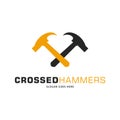 Crossed Hammers Icon Vector Logo Template Illustration Design