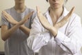 Crossed hands. Break the bias symbol of woman& x27;s international day. Woman arms crossed to show solidarity, commitment