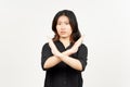 Crossed Hands for Rejection Gesture of Beautiful Asian Woman Isolated On White Background Royalty Free Stock Photo