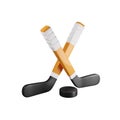 Crossed hockey sticks and puc
