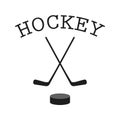 Crossed hockey sticks and puck - vector illustration. Hockey clipart. Flat vector icon isolated on white