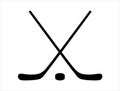 Crossed hockey sticks silhouette vector art white background