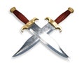 Crossed hunting knives 3d rendering Royalty Free Stock Photo