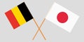 The crossed Japan and Belgium flags. Official colors. Vector