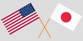 The crossed Japan and USA flags