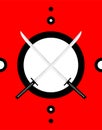 Crossed japanese swords. Vector design with two katanas. Royalty Free Stock Photo