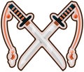 Crossed katanas. Royalty Free Stock Photo