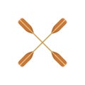 Crossed kayak paddle icon, flat style