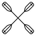 Crossed kayak paddle icon, outline style