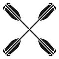 Crossed kayak paddle icon, simple style