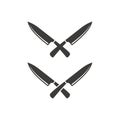 Crossed kitchen knifes vector icon