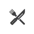 Crossed knife and fork vector icon