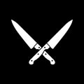 The crossed knives icon. Knife and chef, kitchen symbol. Flat