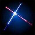 Crossed laser swords. vector illustration. part of collection Royalty Free Stock Photo