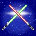 Crossed light sabers.