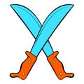 Crossed machetes icon cartoon
