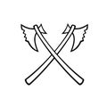 Crossed Medieval Executioner Headsman Battle Axe Retro Black and White