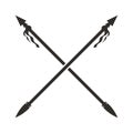 Crossed for medieval spear / lance weapon flat icons Royalty Free Stock Photo