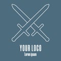 Crossed medieval swords. Design element for logo, emblem. Clean and modern vector illustration.