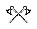 Crossed Medieval Warrior Axes, Vector illustration on white,