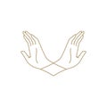 Crossed meditation human hands spiritual balance concentration line art icon vector illustration Royalty Free Stock Photo