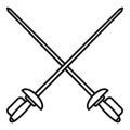 Crossed metal rapiers icon, outline style