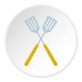 Crossed metal spatulas icon circle