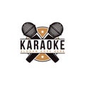 Crossed microphone logo, karaoke logo icon vector template