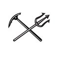 Crossed Mountain Ice Axe and Trident Icon Royalty Free Stock Photo