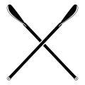 Crossed oars in lineart. Canoe paddles