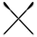 Crossed oars in lineart. Canoe paddles