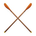 Crossed oars in realistic style. Canoe paddles