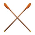 Crossed oars in realistic style. Canoe paddles