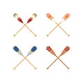 Crossed oars set in flat style, vector Royalty Free Stock Photo