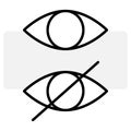 Crossed out eye icon. Search icon vector. Sign forbidden. Vector illustration. stock image. Royalty Free Stock Photo